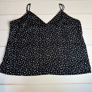 a new day Black Camisole with White Heart Pattern